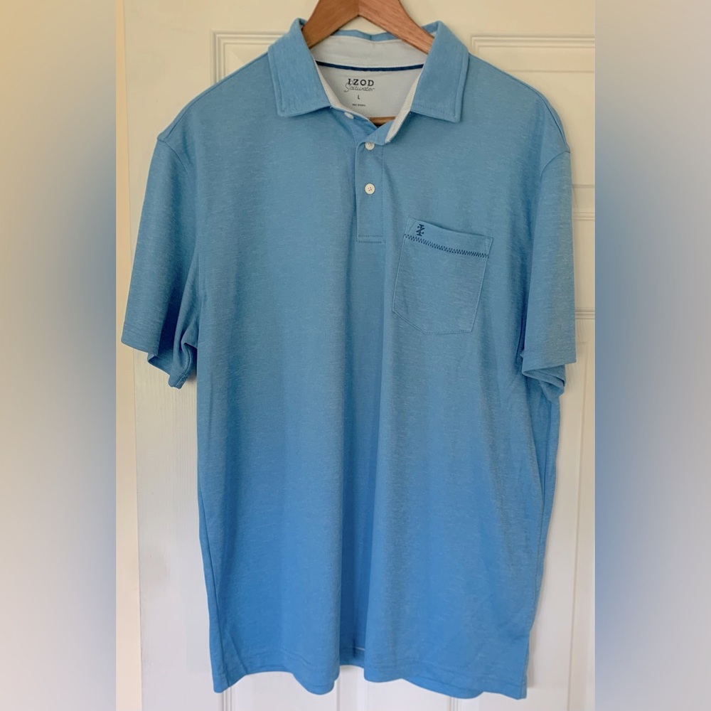 Izod Saltwater Whitecrest Polo Shirt Turquoise L Large